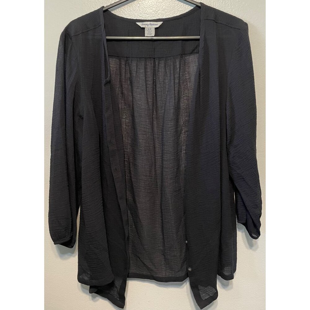 Tommy Bahama Black Crinkle Gauze Button-Down Top – Women’s Small
